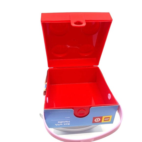 LEGO x Target Collab 4-Stud Red Stackable Brick Storage Box w/ Pink Handle) - Picture 9 of 11